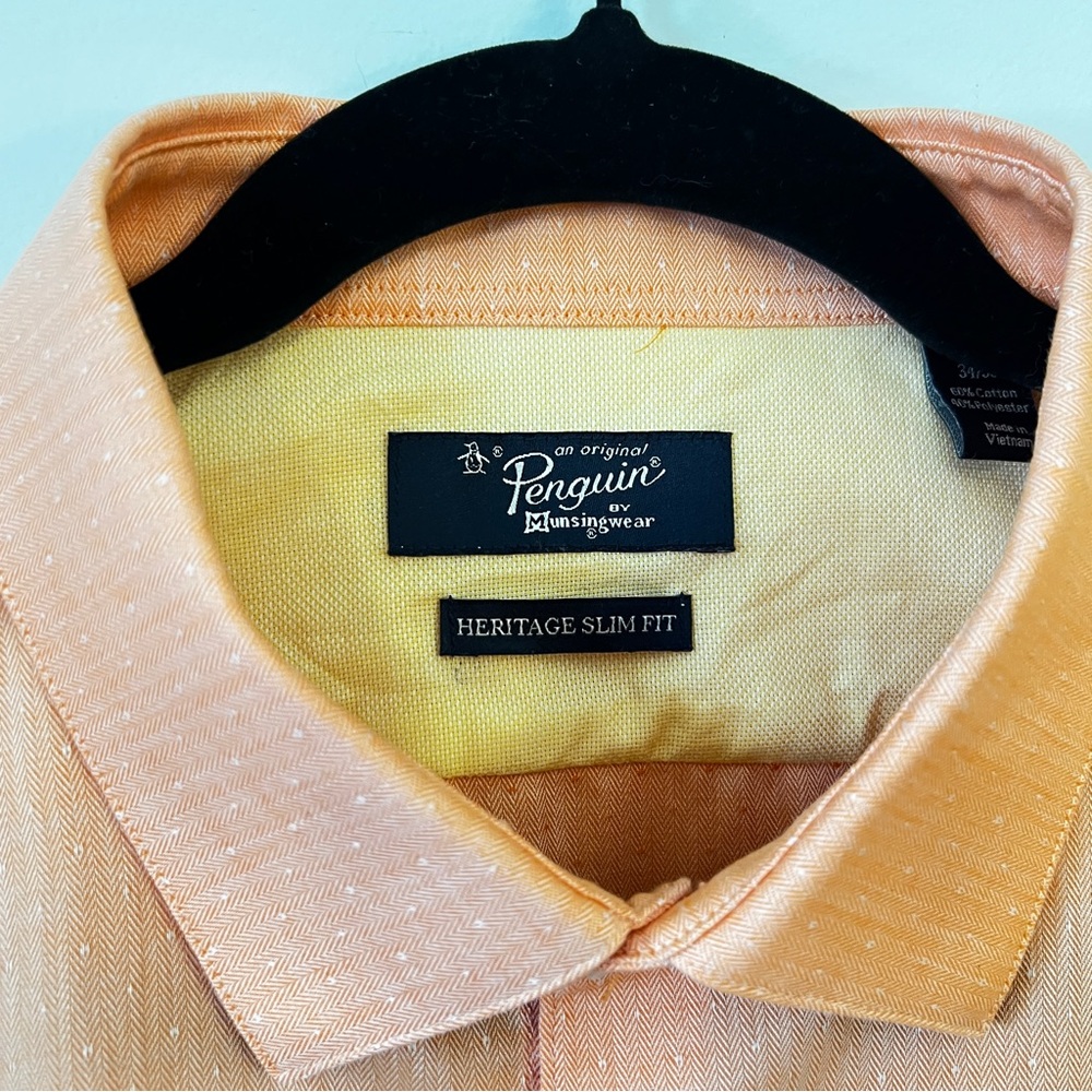 Original Penguin Textured Orange Button-Down Shirt Men’s Size 16.5 / 34–35 or L - Picture 2 of 10